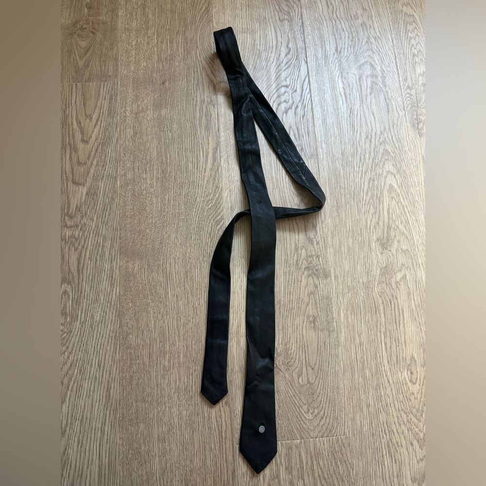 100% Authentic Diesel Narrow Sheepskin Soft Black Leather Tie RN93243 CA25594